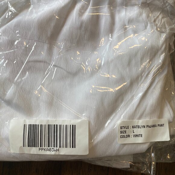 Robed With Love Katelyn Pajama Pant, L, White - Picture 1 of 2